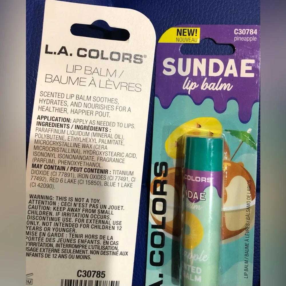 3pack yummy sundae flavored lip balms in cherry pineapple & cookie dough +1 free